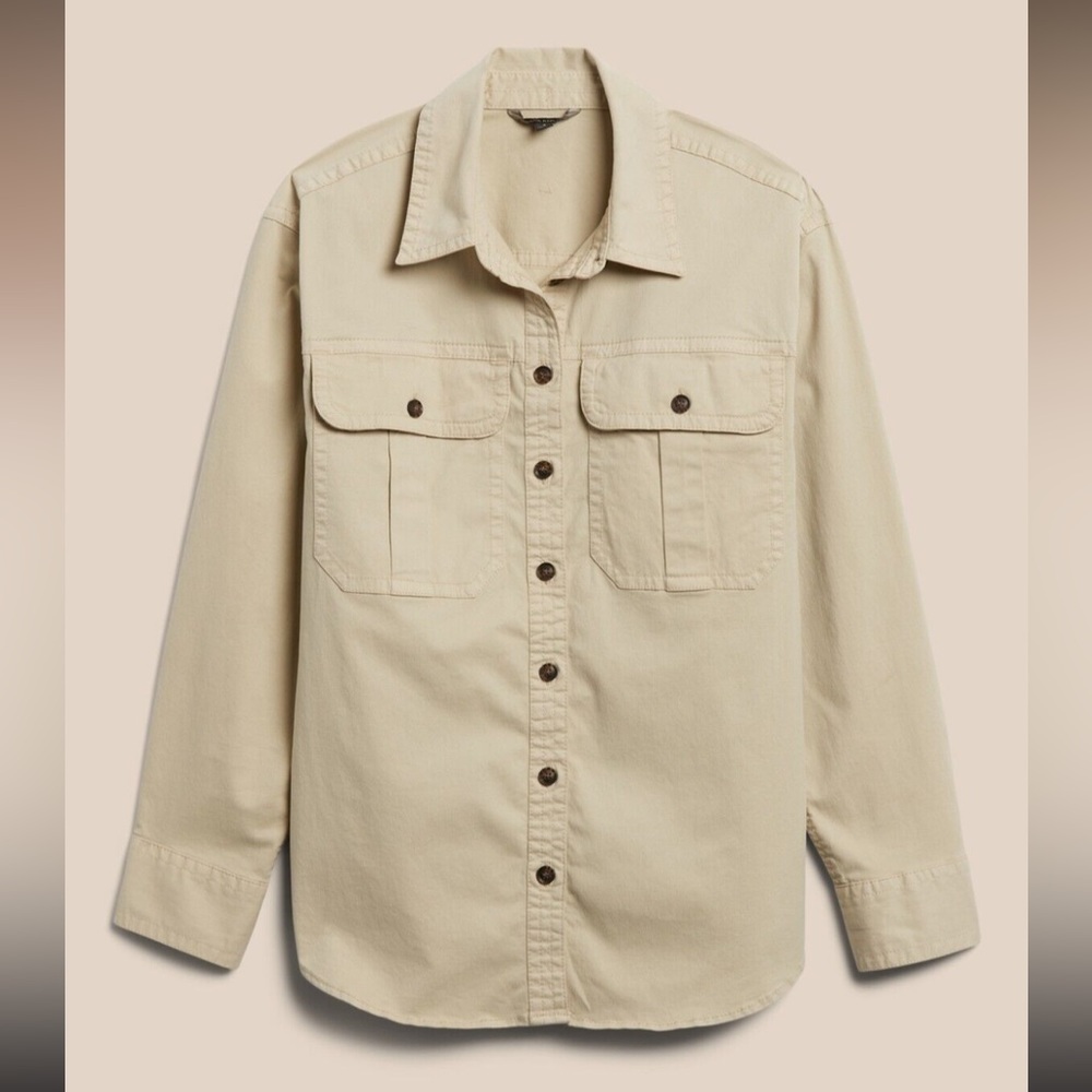 Reduced! BANANA REPUBLIC Cotton 4-season Shirt/Jacket, Large, Wheat - Picture 2 of 12